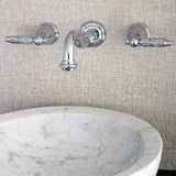 Vintage Double-Handle 3-Hole Wall Mount Bathroom Faucet