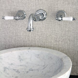 Vintage Double-Handle 3-Hole Wall Mount Bathroom Faucet