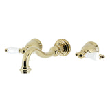 Vintage Double-Handle 3-Hole Wall Mount Bathroom Faucet