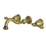 Vintage Double-Handle 3-Hole Wall Mount Bathroom Faucet