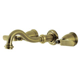 Whitaker Double-Handle 3-Hole Wall Mount Bathroom Faucet