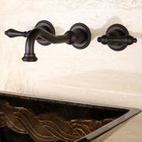 Vintage Double-Handle 3-Hole Wall Mount Bathroom Faucet