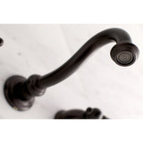 Vintage Double-Handle 3-Hole Wall Mount Bathroom Faucet