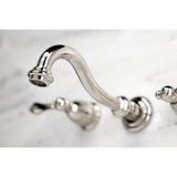 Vintage Double-Handle 3-Hole Wall Mount Bathroom Faucet