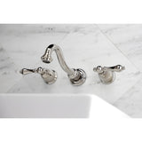 Vintage Double-Handle 3-Hole Wall Mount Bathroom Faucet