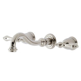 Vintage Double-Handle 3-Hole Wall Mount Bathroom Faucet