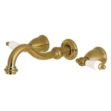 Vintage Double-Handle 3-Hole Wall Mount Bathroom Faucet