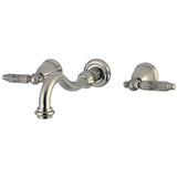 Vintage Double-Handle 3-Hole Wall Mount Bathroom Faucet