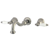 Vintage Double-Handle 3-Hole Wall Mount Bathroom Faucet