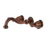 Vintage Double-Handle 3-Hole Wall Mount Bathroom Faucet