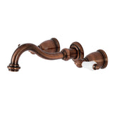 Vintage Double-Handle 3-Hole Wall Mount Bathroom Faucet