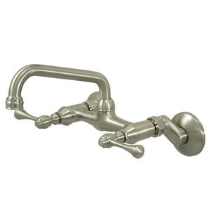 Kingston Double-Handle 2-Hole Wall-Mount Bridge Kitchen Faucet