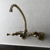 Kingston Two-Handle 2-Hole Wall Mount Kitchen Faucet