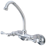 Kingston Double-Handle 2-Hole Wall-Mount Bridge Kitchen Faucet