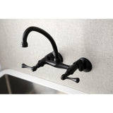 Kingston Two-Handle 2-Hole Wall Mount Kitchen Faucet