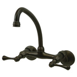 Kingston Two-Handle 2-Hole Wall Mount Kitchen Faucet