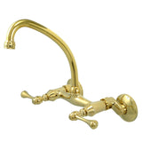 Kingston Two-Handle 2-Hole Wall Mount Kitchen Faucet