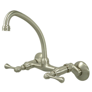 Kingston Two-Handle 2-Hole Wall Mount Kitchen Faucet