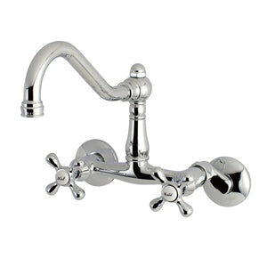 Vintage Double-Handle 2-Hole Wall-Mount Bridge Kitchen Faucet