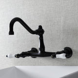 Vintage Double-Handle 2-Hole Wall Mount Bathroom Faucet