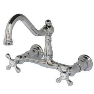 Vintage Double-Handle 2-Hole Wall Mount Bathroom Faucet