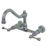 Vintage Double-Handle 2-Hole Wall Mount Bathroom Faucet