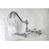 Vintage Double-Handle 2-Hole Wall Mount Bathroom Faucet