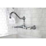 Vintage Double-Handle 2-Hole Wall Mount Bathroom Faucet