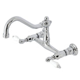 Vintage Double-Handle 2-Hole Wall Mount Bathroom Faucet