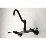 Vintage Double-Handle 2-Hole Wall Mount Bathroom Faucet