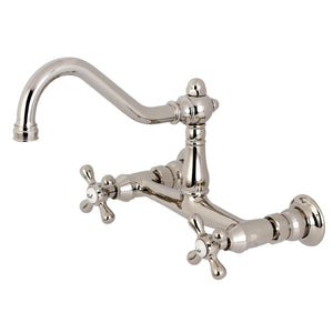 Vintage Two-Handle 2-Hole Wall Mount Bathroom Faucet