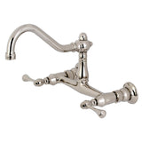 Vintage Double-Handle 2-Hole Wall Mount Bathroom Faucet