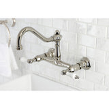 Vintage Double-Handle 2-Hole Wall Mount Bathroom Faucet