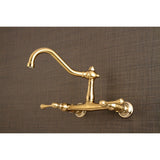 Vintage Double-Handle 2-Hole Wall Mount Bathroom Faucet