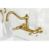 Vintage Double-Handle 2-Hole Wall Mount Bathroom Faucet