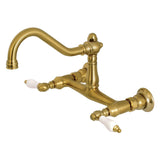 Vintage Double-Handle 2-Hole Wall Mount Bathroom Faucet