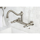 Vintage Double-Handle 2-Hole Wall Mount Bathroom Faucet