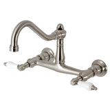 Vintage Double-Handle 2-Hole Wall Mount Bathroom Faucet