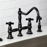 Duchess Two-Handle 4-Hole Deck Mount Bridge Kitchen Faucet with Brass Side Sprayer