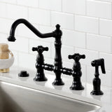 Duchess Two-Handle 4-Hole Deck Mount Bridge Kitchen Faucet with Brass Side Sprayer