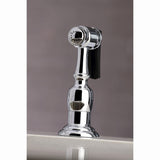 Restoration Two-Handle 4-Hole Deck Mount Bridge Kitchen Faucet with Brass Side Sprayer