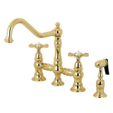 Essex Two-Handle 4-Hole Deck Mount Bridge Kitchen Faucet with Brass Side Sprayer