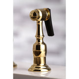 Restoration Two-Handle 4-Hole Deck Mount Bridge Kitchen Faucet with Brass Side Sprayer