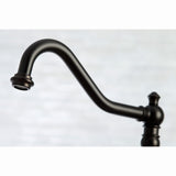 Restoration Two-Handle 4-Hole Deck Mount Bridge Kitchen Faucet with Brass Side Sprayer