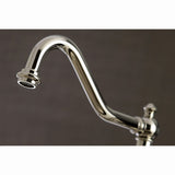 Restoration Two-Handle 4-Hole Deck Mount Bridge Kitchen Faucet with Brass Side Sprayer