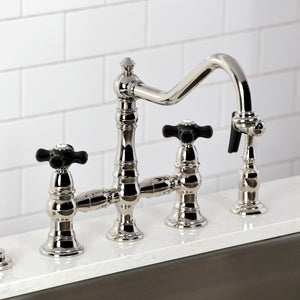 Duchess Two-Handle 4-Hole Deck Mount Bridge Kitchen Faucet with Brass Side Sprayer