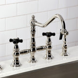 Duchess Two-Handle 4-Hole Deck Mount Bridge Kitchen Faucet with Brass Side Sprayer