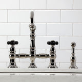 Duchess Two-Handle 4-Hole Deck Mount Bridge Kitchen Faucet with Brass Side Sprayer