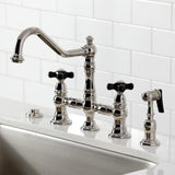 Duchess Two-Handle 4-Hole Deck Mount Bridge Kitchen Faucet with Brass Side Sprayer