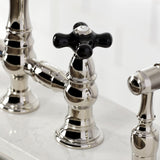 Duchess Two-Handle 4-Hole Deck Mount Bridge Kitchen Faucet with Brass Side Sprayer